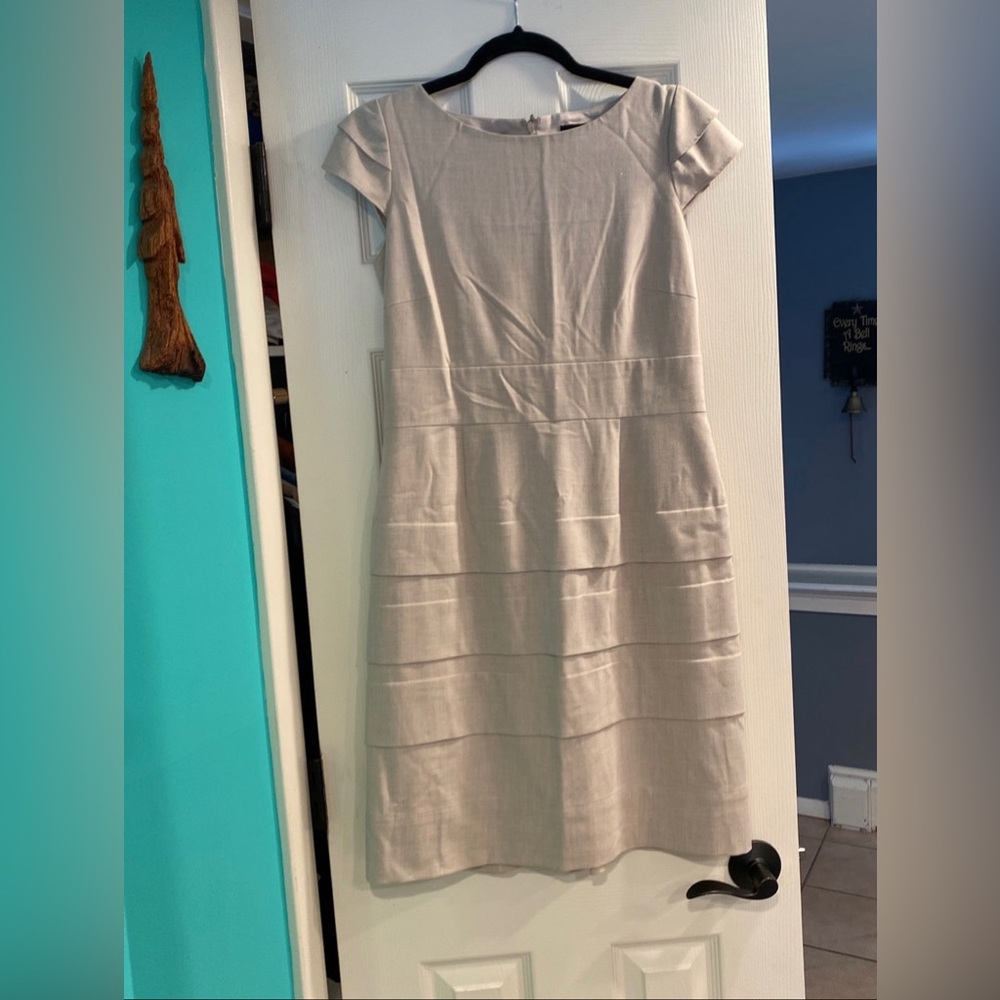 Tahari Nude A-Line Work Dress